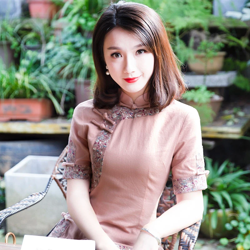 唐装女年轻版上衣中式棉麻女装原创民国复古改良旗袍上衣短袖9134