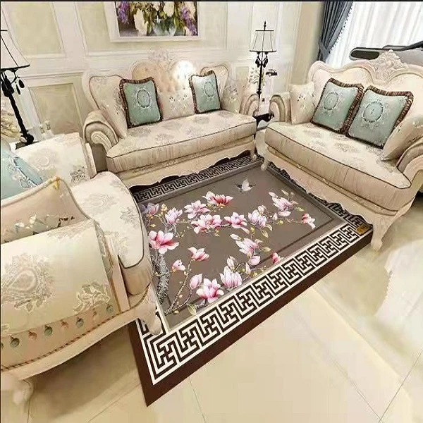 【客厅地毯工厂】160*230喜上梅梢水晶绒床边地毯茶几地毯