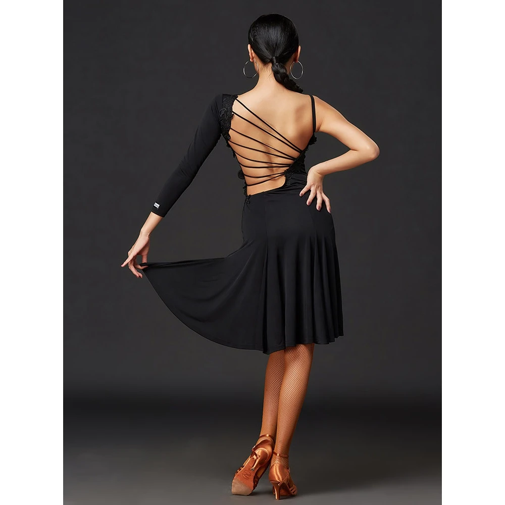 皇朝拉丁舞裙连衣裙性感露背练功服套装女新款表演服训练服 A3217