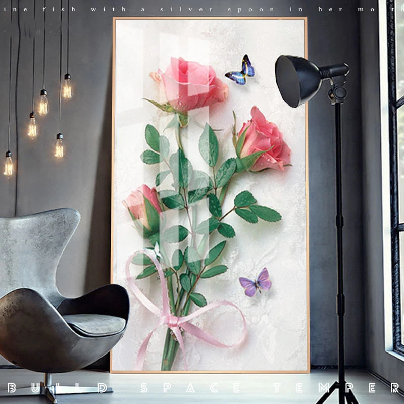 满钻客厅房间手工钻石画贴钻钻石画简约红色玫瑰花手工diy2023