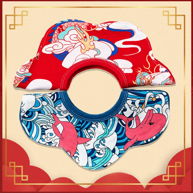 婴儿口水巾全棉宝宝围嘴可旋转洋气围兜新生儿口水兜红色萌新款