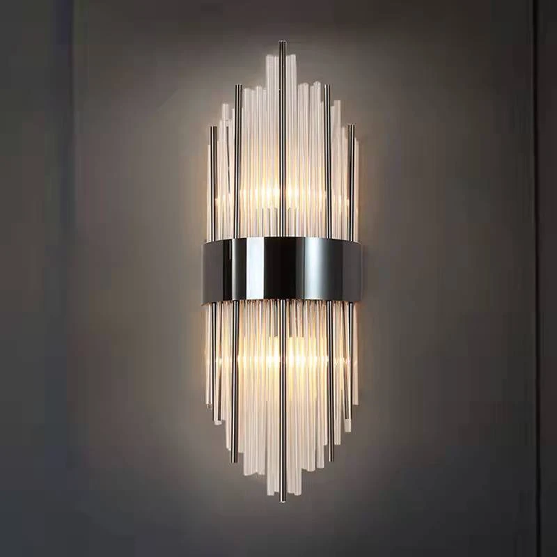 潮流壁灯酒店灯网走廊玄关背景墙客厅水晶灯不锈钢墙壁灯床头充电