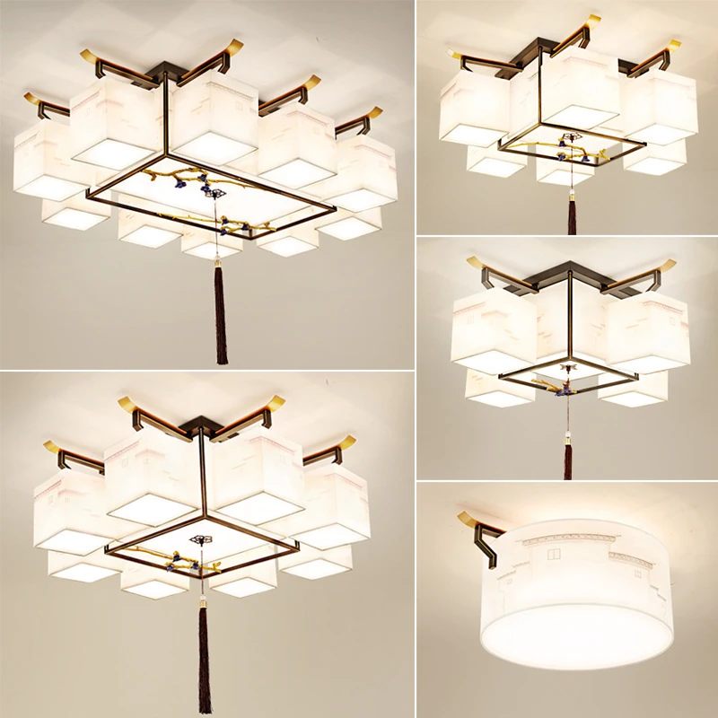 新中式吸顶灯客厅灯铁艺复古卧室餐厅灯中国风大气古典房间灯具