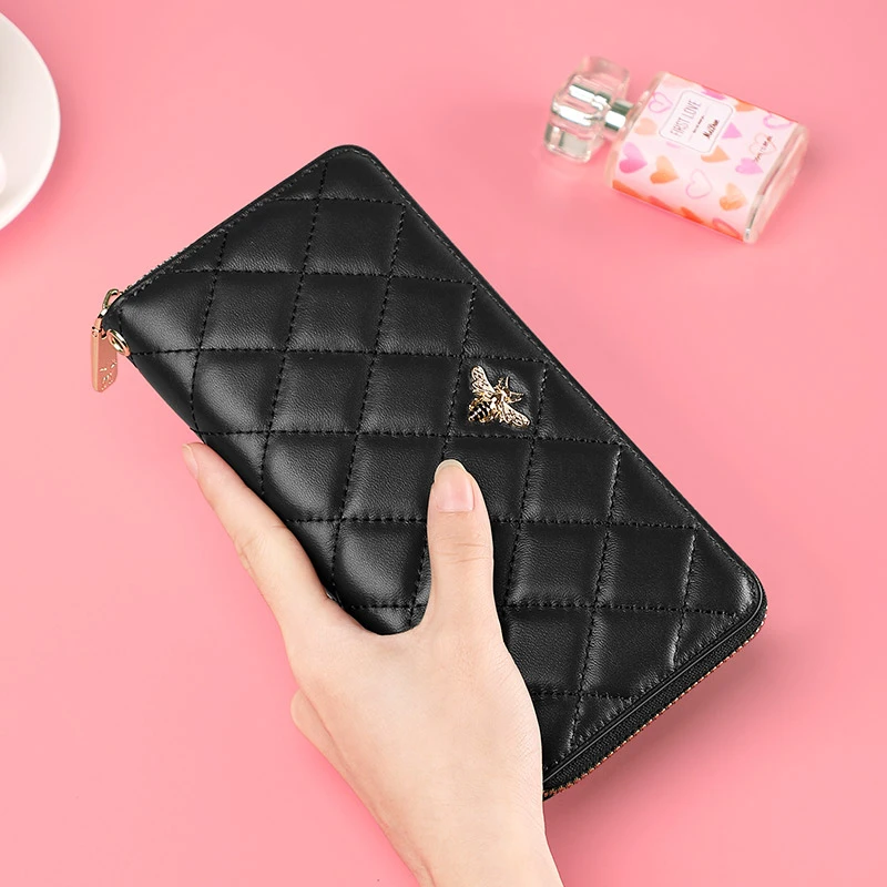 英皇保罗女士羊皮手拿包钱包手机包一体包