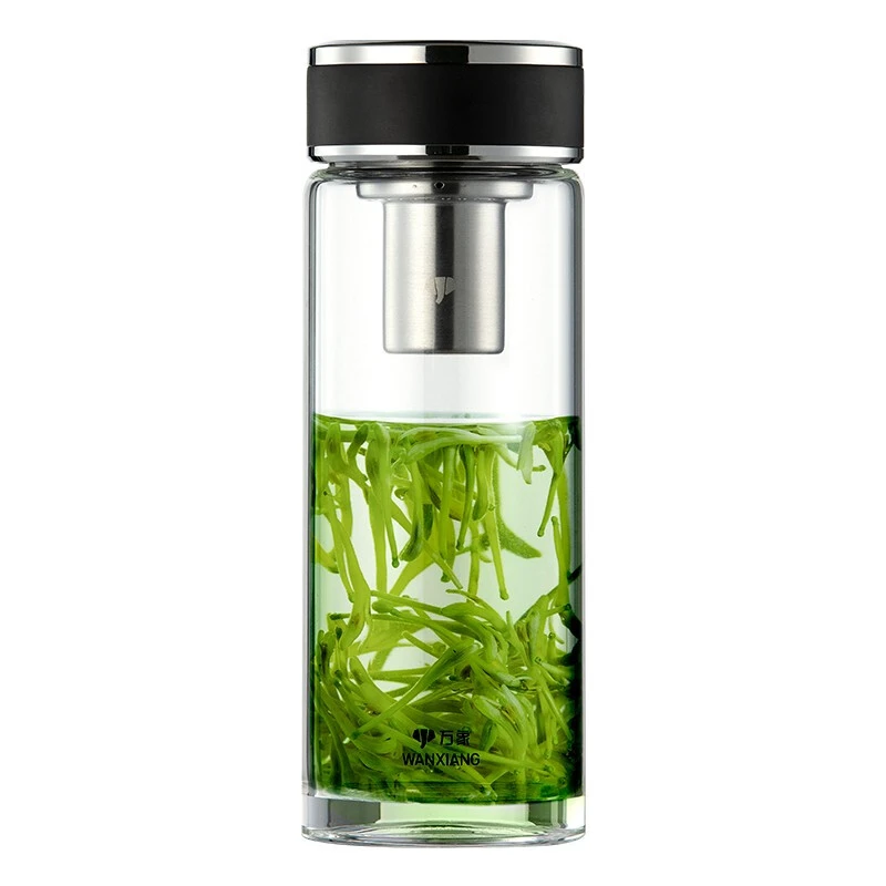 万象单层玻璃杯 加厚便携带滤网泡茶车载高颜值办公水杯高档带盖