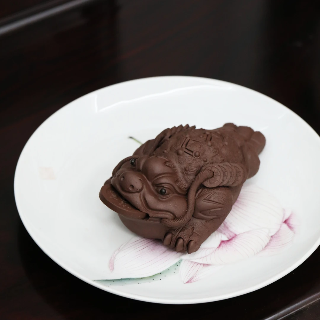 金蟾紫砂茶宠摆件礼盒装