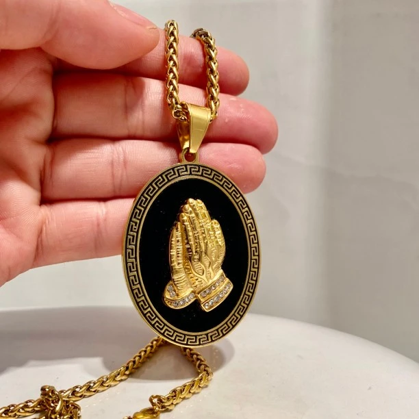 钛钢吊坠 欧美项链吊坠钛钢吊坠项链男生饰品时尚手工挂坠金色