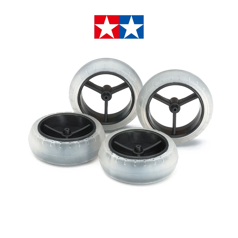 正品田宫95420 四驱车改装配件大径轮胎轮毂银色 透明灰胎 现货