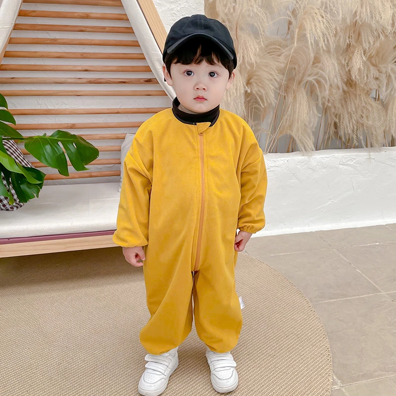 恬禾乐婴儿连体罩衣套棉衣棉袄外穿宝宝全身防脏爬爬服爬行服拉链