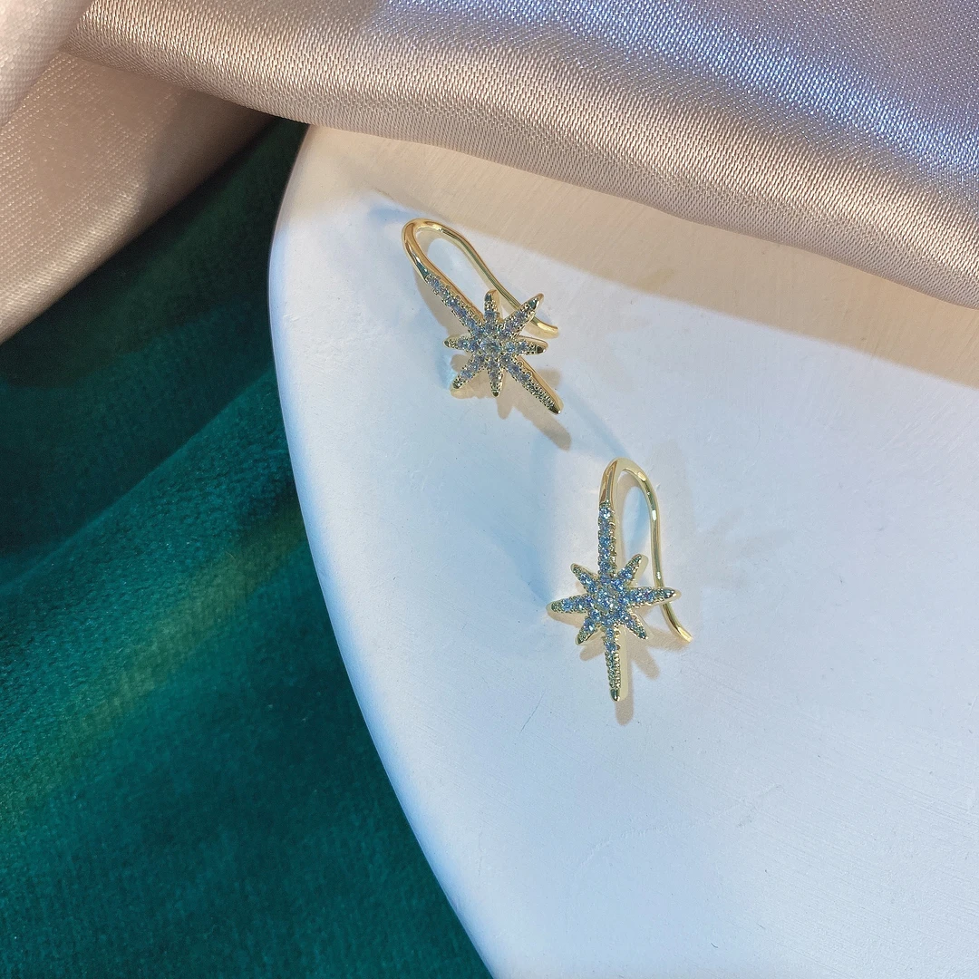 铜合金耳饰 【悠柚】八芒星-气质百搭精致轻奢小众设计感耳环H348