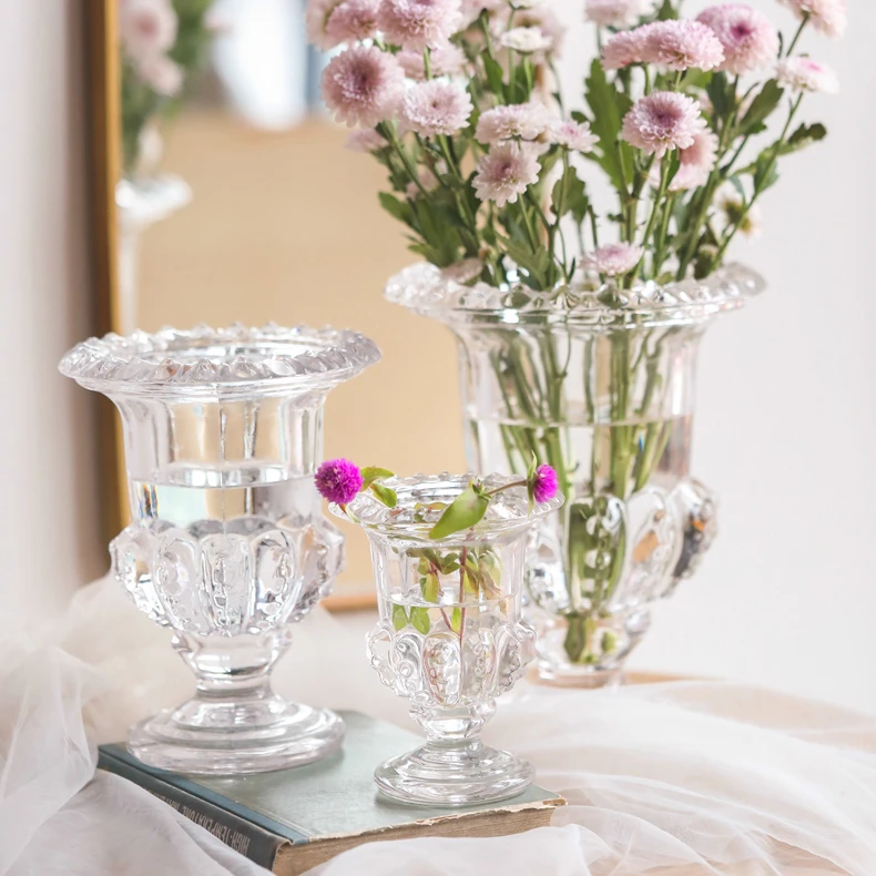 北欧风 玻璃透明鲜花 桌子柜子摆件客厅 罗马风灯花瓶 欧式风格