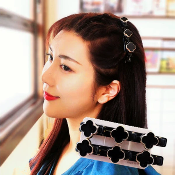 非金属发饰 【一对装】经典四叶草侧边鸭嘴夹刘海夹网红碎发夹发卡