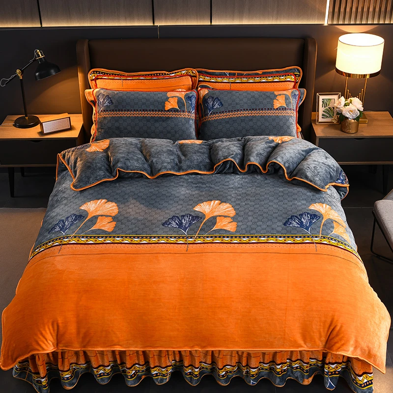 爆款牛奶绒四件套加厚保暖8.5斤轻奢被罩被套绒被高档加绒双面