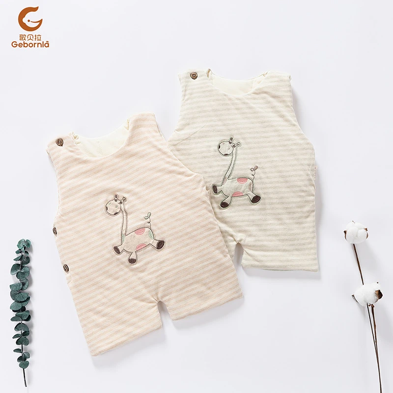 秋冬婴儿加棉护肚肚兜保暖背心侧开扣宝宝彩棉加厚连脚肚兜1211