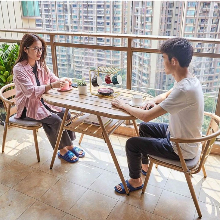室外阳台小桌椅网红家用三件套小户型喝茶铝艺一桌二椅迷你小茶几