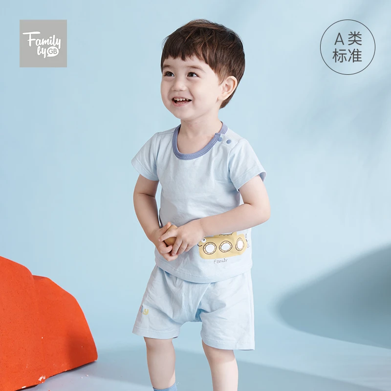 孤品好孩子儿童短袖套装MN21230059 粉红粉蓝粉绿73-110