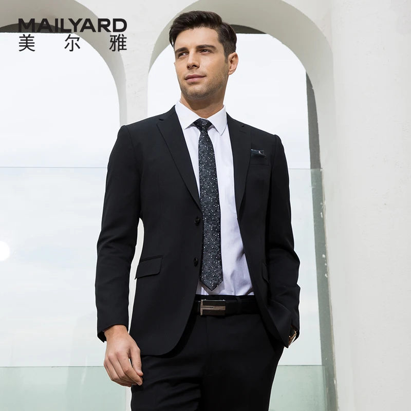 MAILYARD/美尔雅西服套装 羊毛商务修身男士黑色西服职业装 439