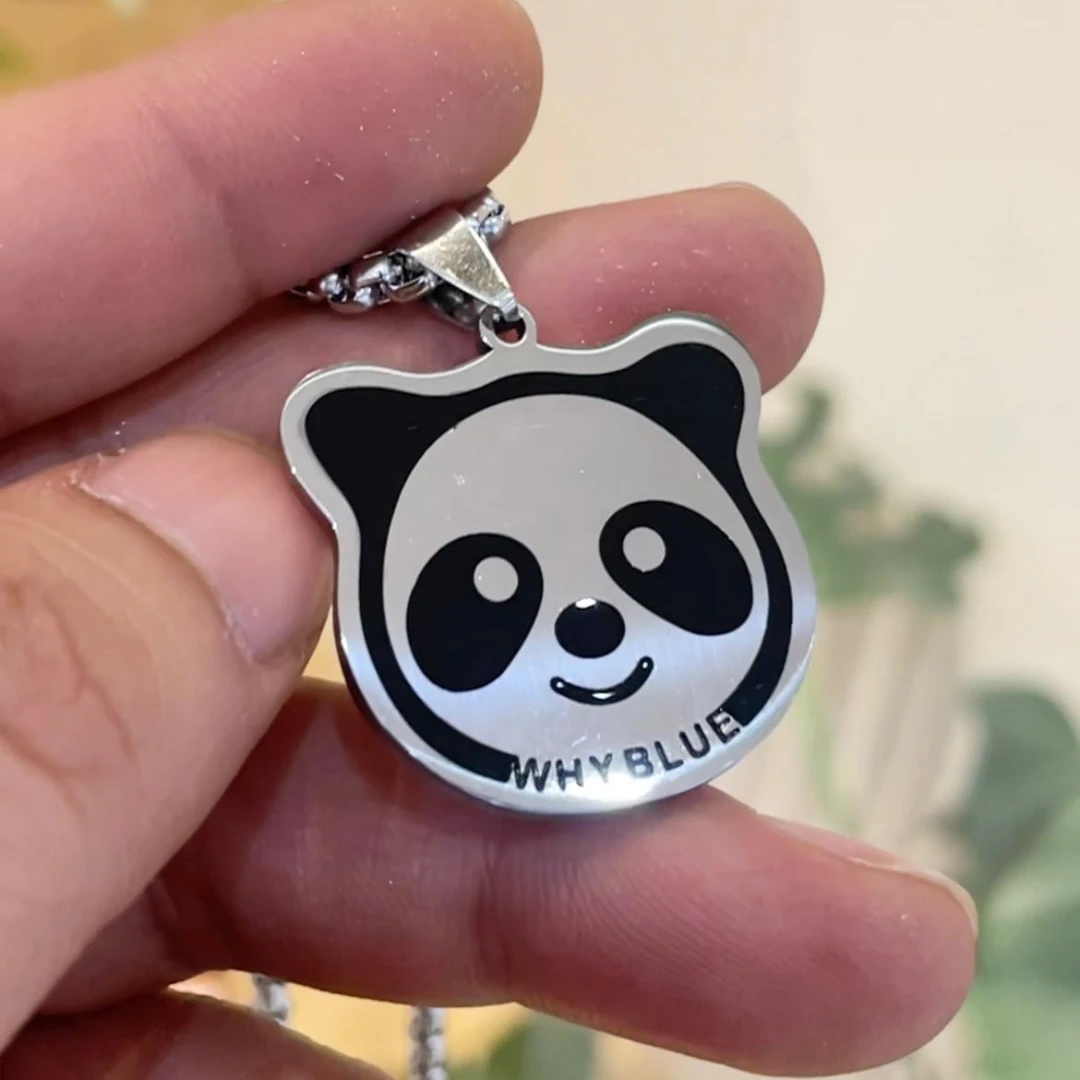 钛钢吊坠 潮流饰品男女士百搭时尚可爱简约礼物钛钢熊猫项链