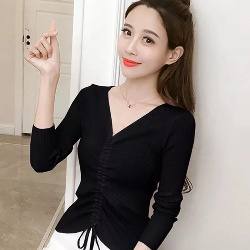 韩版修身内搭春秋毛衣百搭打底针织衫长袖上衣打底衫长袖针织衫女