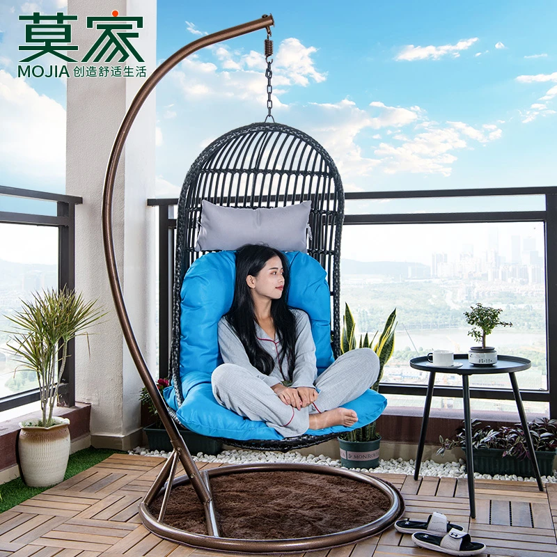 【莫家品牌】单人摇篮椅别墅庭院花园防晒防水户外PE仿藤条编织吊篮