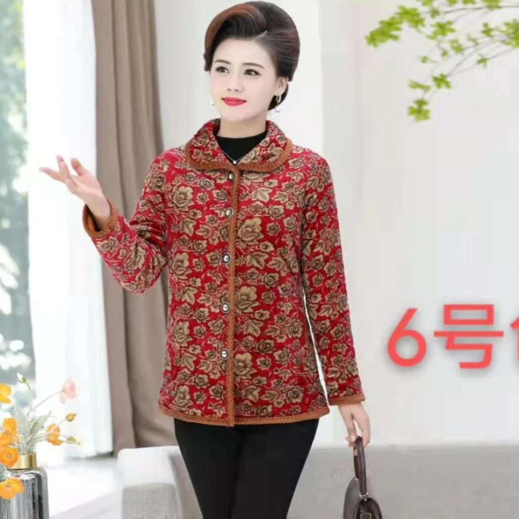 036618款加绒薄款冬季妈妈奶奶翻领加大加肥小棉衣  XL-6XL中老年