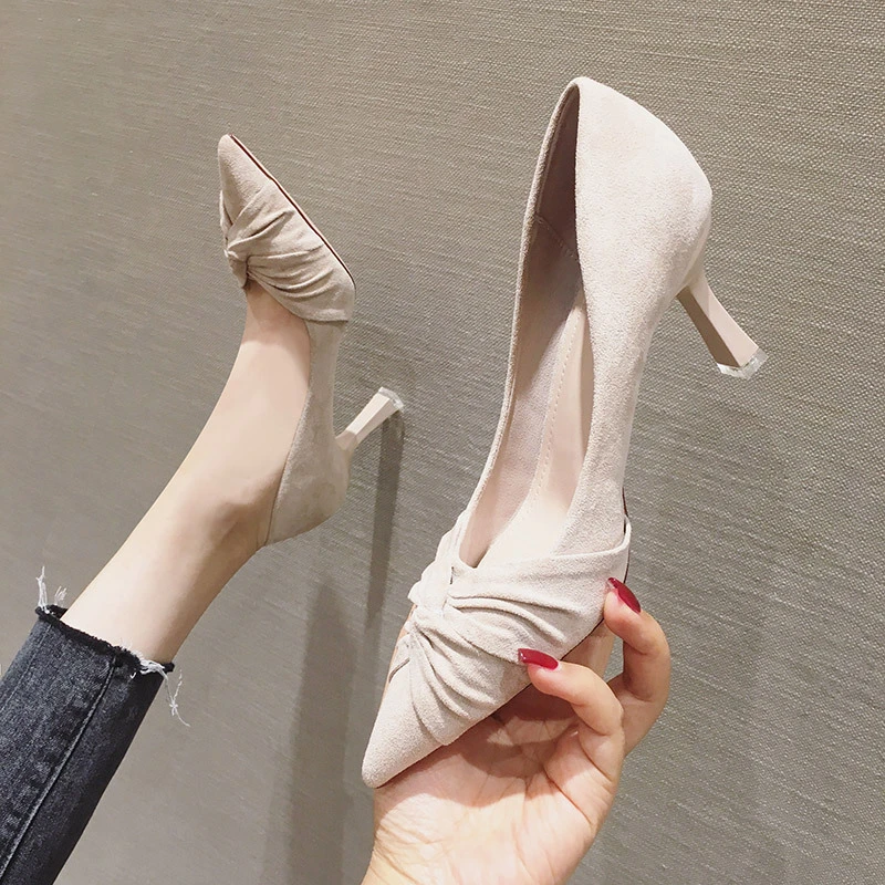 sufeifei/苏妃妃53新款尖头少女时尚浅口细跟高跟单鞋女