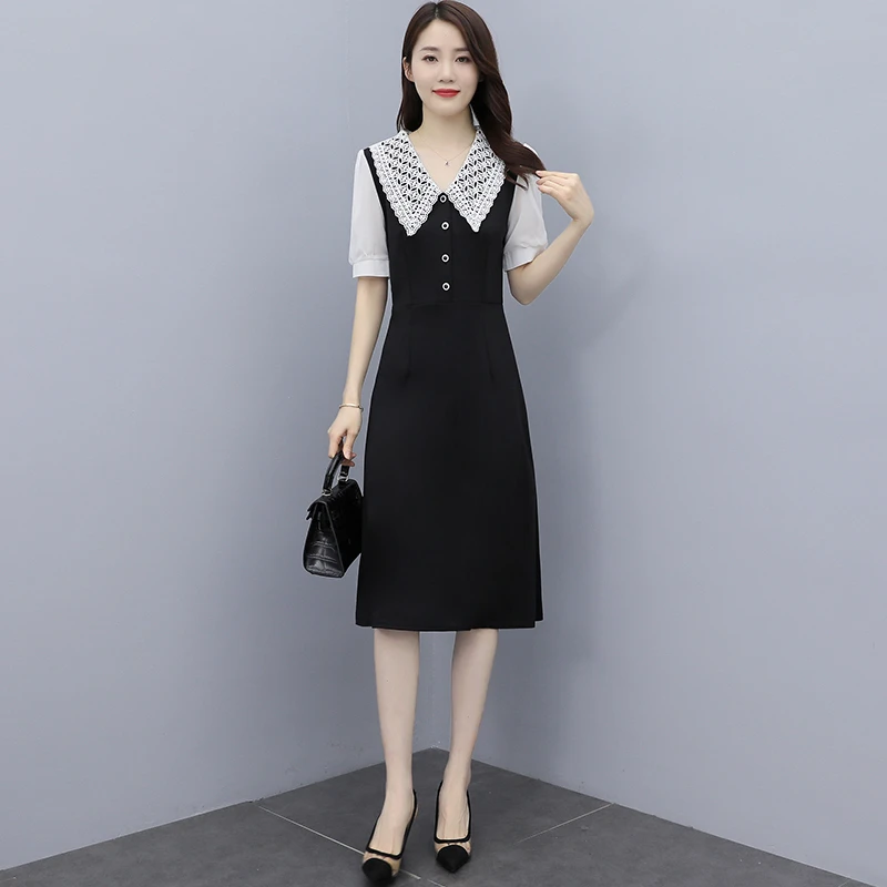 M-4XL KRN9369 新款减龄裙子洋气显瘦气质蕾丝连衣裙