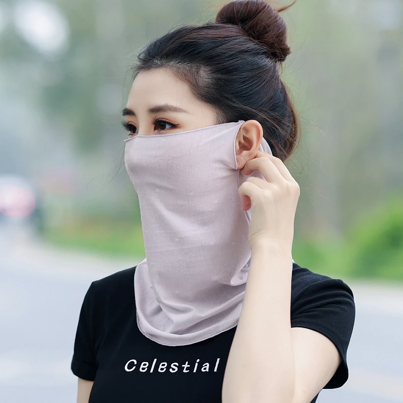 棉感春秋防尘护颈防尘挂耳面罩夏天脸部防紫外线开车防晒神器女薄