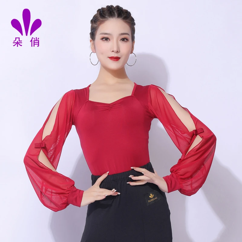 朵俏拉丁舞服上衣女夏季新款练功服性感舞蹈服装专业演出跳舞衣服