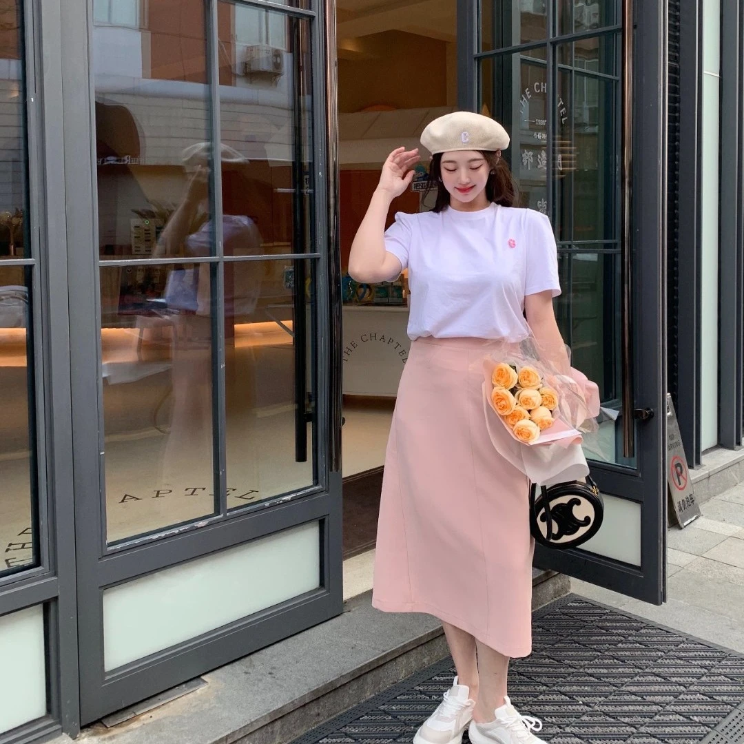 胖小仙2022春夏<冰乳酪>半身长裙微胖显瘦大码气质时尚设计感韩版