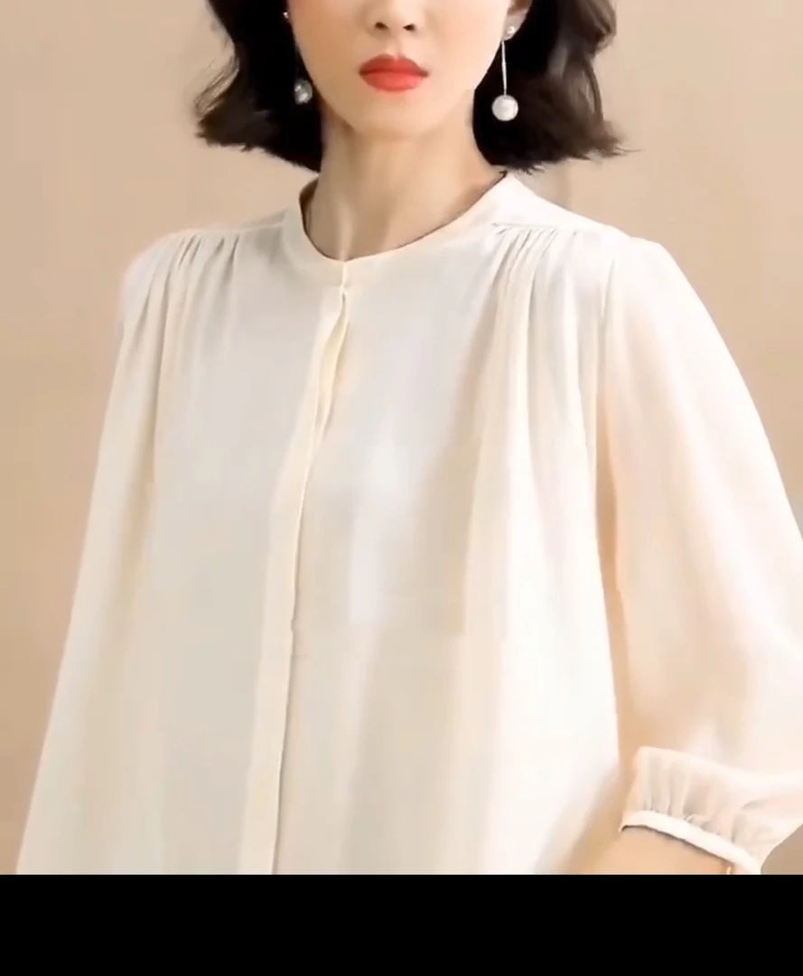 【衬衫】百搭女士衬衫中袖桑蚕丝衬衫0426