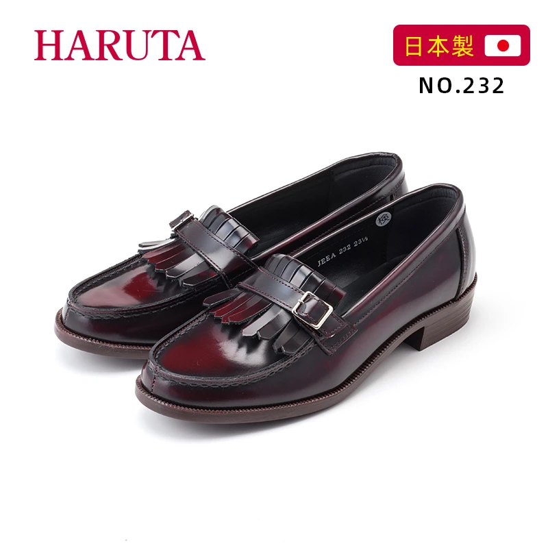 Haruta232日系新款学生百搭流苏真皮jk制服鞋英伦风乐福鞋女时尚