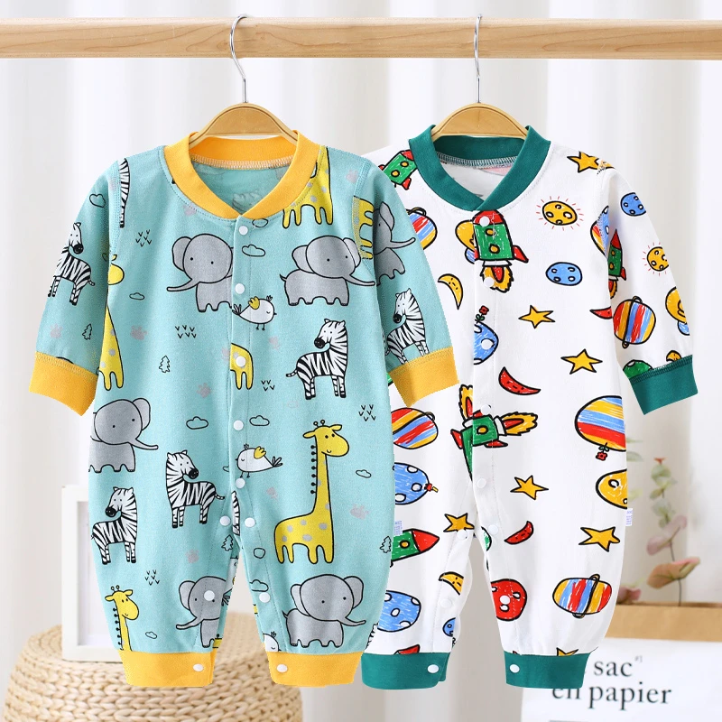 婴儿连体衣纯棉长袖春秋季网红宝宝秋衣哈衣爬服新生儿衣服睡衣