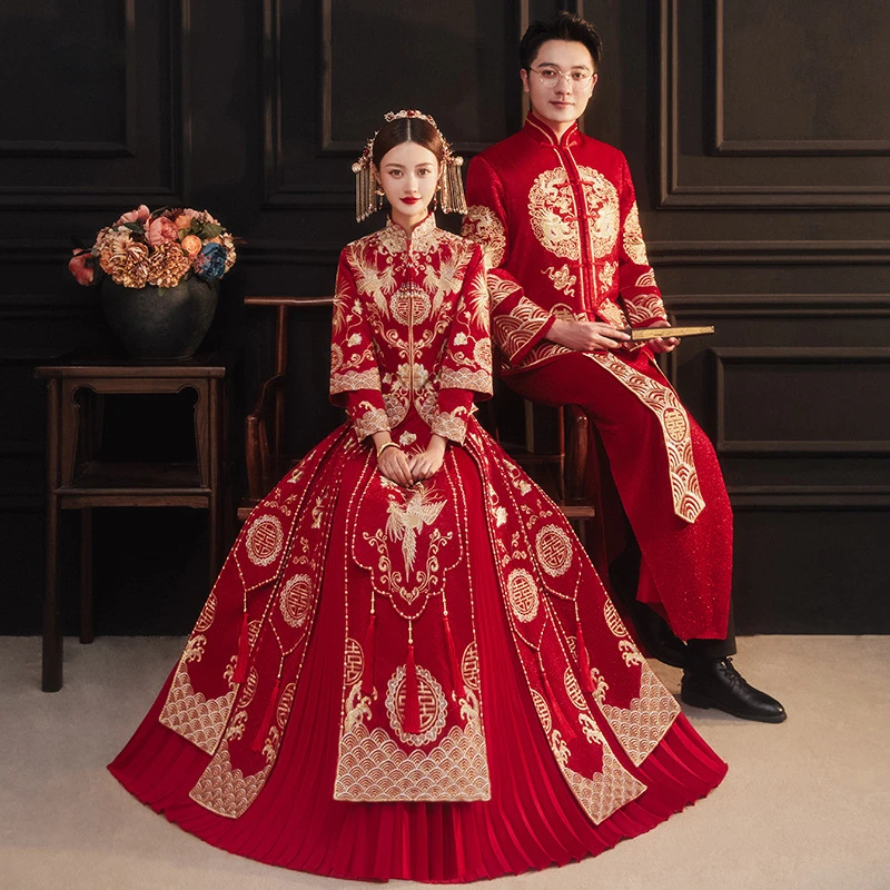 秀禾服结婚敬酒服2025年新款新娘礼服中式婚服龙凤褂可穿嫁衣