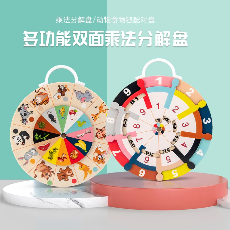 双面学习乘法分解盘数学教具学生益智转盘木制儿童早教多功能玩具