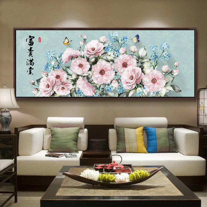 富贵满堂钻石画满钻牡丹风景客厅装饰画钻石绣十字绣AB彩异形钻X