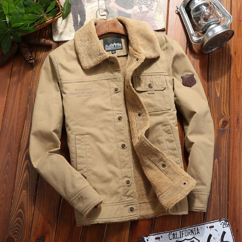 男士冬季棉衣新款纯棉翻领棉服加绒加厚工装外套R3166