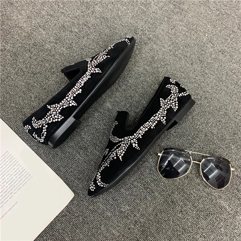 2025年新款真皮水钻豆豆鞋男社会精神小伙一脚蹬鞋男士潮流夏季