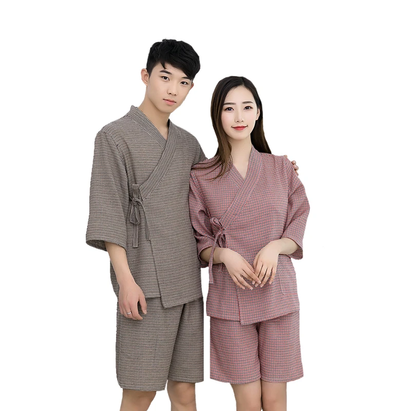新款睡衣家居服汗蒸服偏襟情侣套装