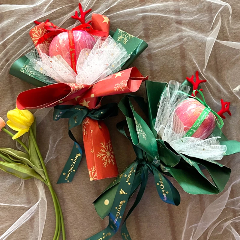 新款圣诞节苹果零食花束DIY包装纸手工材料包送女友平安夜礼物