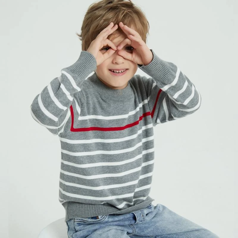 男童毛衣打底衫大童毛衣童装圆领中大童针织薄款纯棉洋气毛线衫