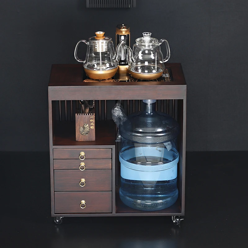 茶台侧边柜移动茶水柜小茶柜架家用客厅茶车几茶桌边几角几烧水台
