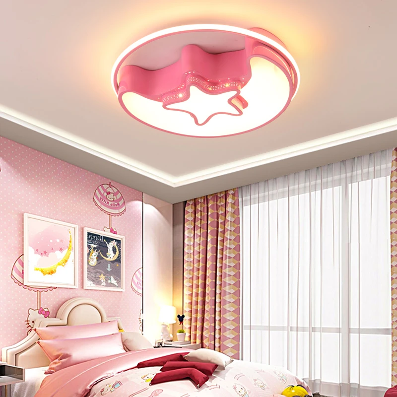 儿童房灯星伴月简约现代led吸顶灯北欧幼儿园男女孩房间卧室灯具