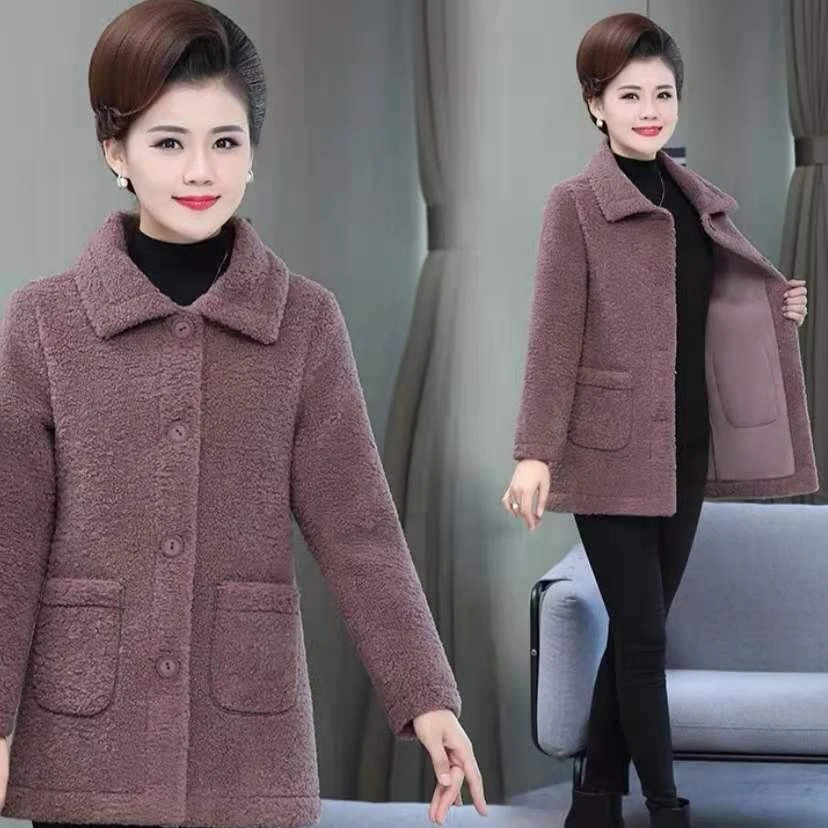 秋冬款洋气时尚妈妈颗粒绒一体大码外套（90-165斤）