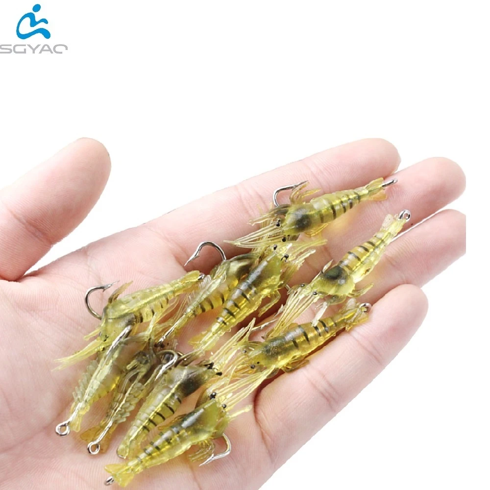 10个装 4cm1g 路亚饵软虾假虾仿生饵仿真软饵虾翘嘴黑鱼带钩鱼饵