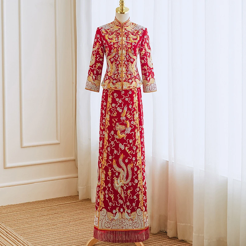 秀禾服2025新款结婚中式新娘服龙凤褂婚纱凤冠霞帔嫁衣中国风旗袍