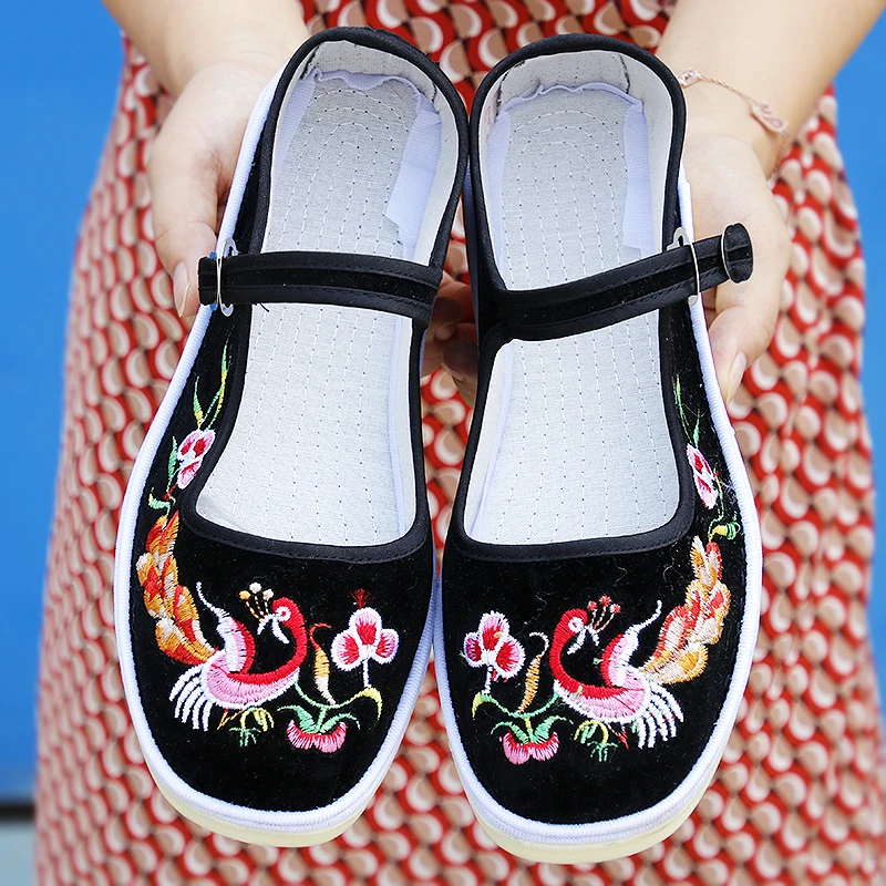 春秋手工上线绣花鞋老北京女布鞋刺绣民族风千层工艺牛筋底跳舞鞋