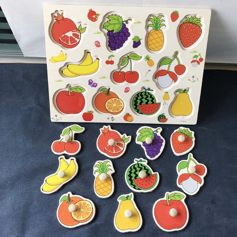 【欢趣】儿童手抓板拼图蒙氏早教益智开发宝智力形状配对认知玩具