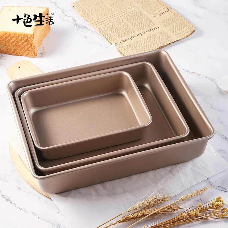 十色生活 加厚不沾长方形烤盘雪花酥曲奇饼干牛轧糖烘焙模具家用