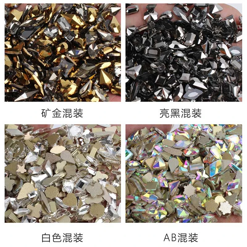 热卖美甲饰品工具 超亮爆闪美甲平底异形钻 混合装 甲油胶 装饰品